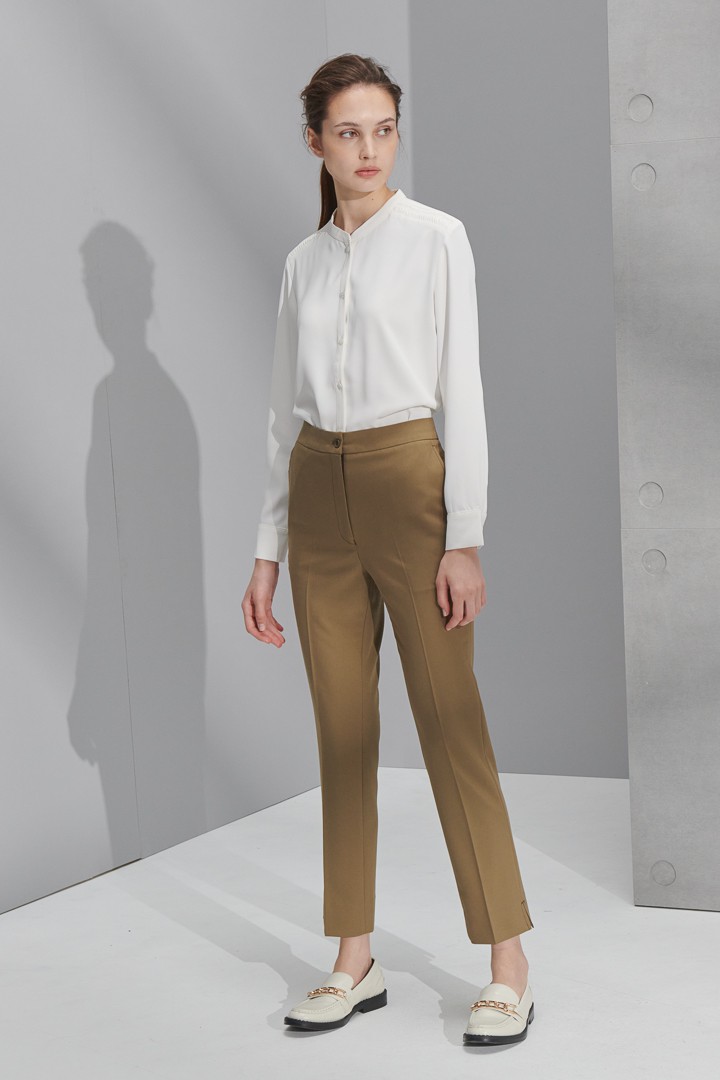 SST&C Women'S Khaki Side-Slit Slim Fit Suit Trousers | 7262207004  (Outlet)_0