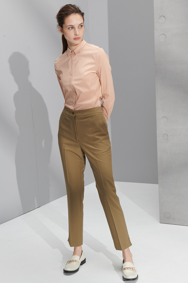 SST&C Women'S Khaki Side-Slit Slim Fit Suit Trousers | 7262207004  (Outlet)_1