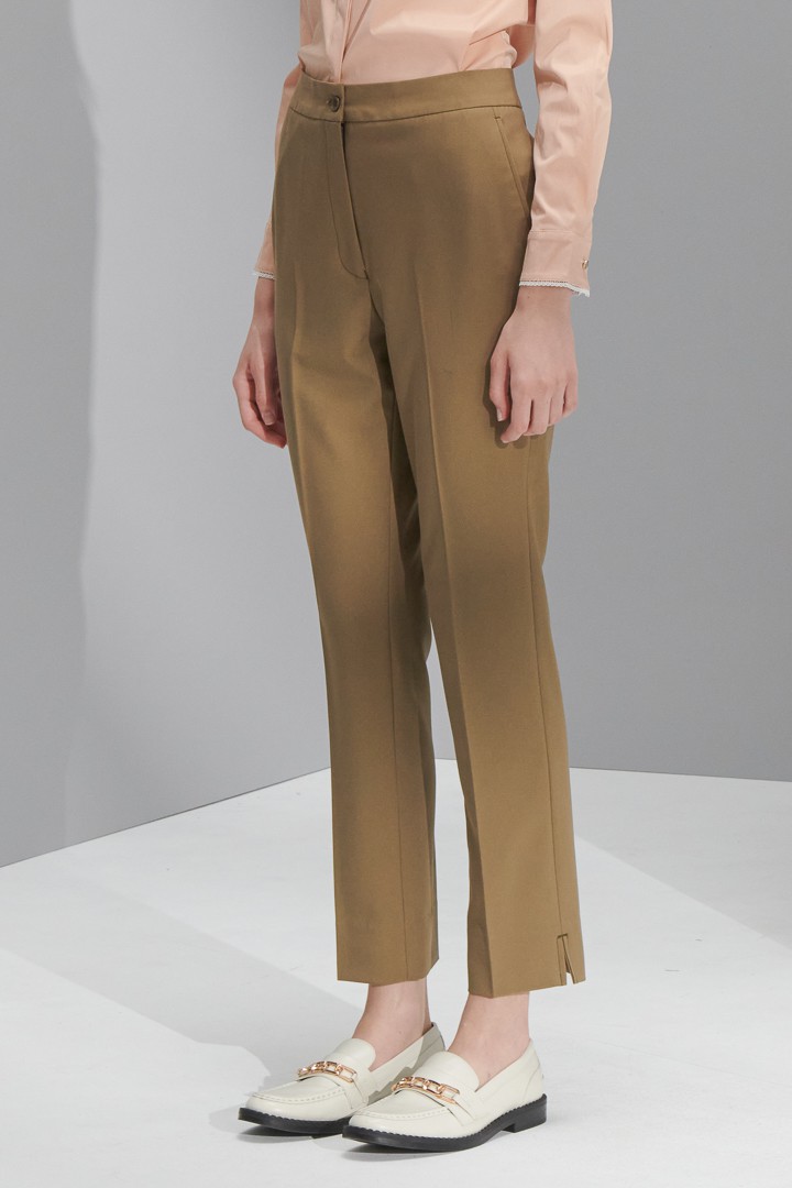 SST&C Women'S Khaki Side-Slit Slim Fit Suit Trousers | 7262207004  (Outlet)_3