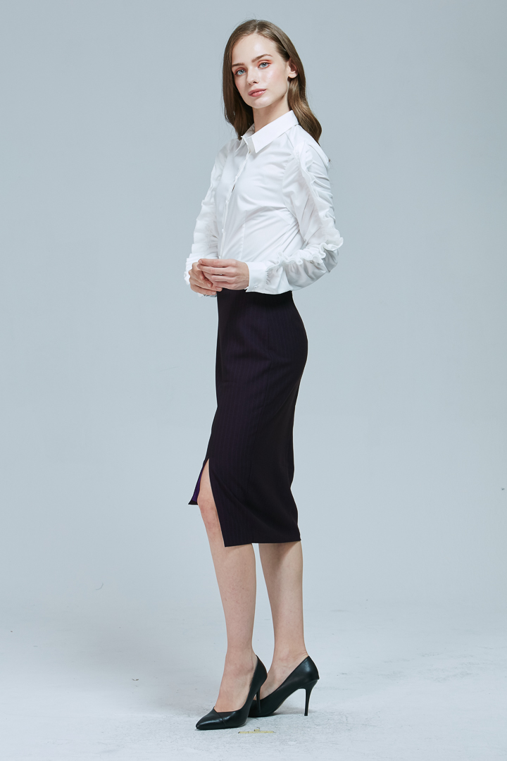 SST&C Women'S Dark Purple Design Slit Skirt | 7461809011  (Outlet)_1