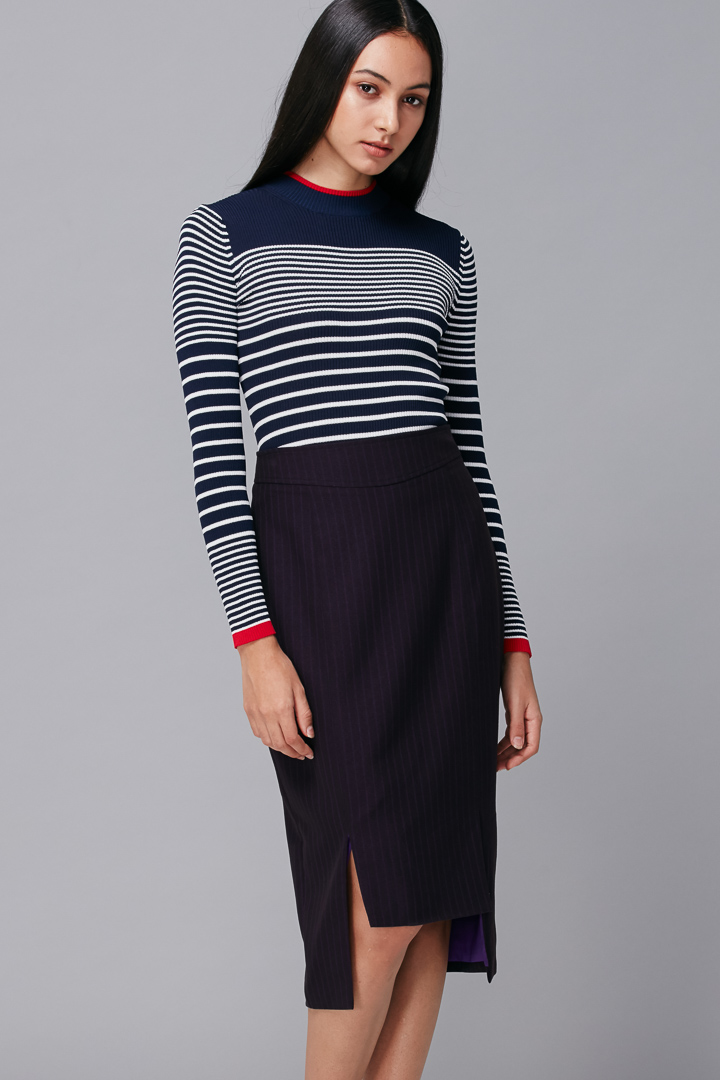 SST&C Women'S Dark Purple Design Slit Skirt | 7461809011  (Outlet)_2