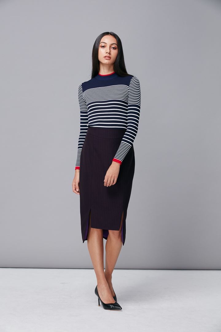 SST&C Women'S Dark Purple Design Slit Skirt | 7461809011  (Outlet)_3