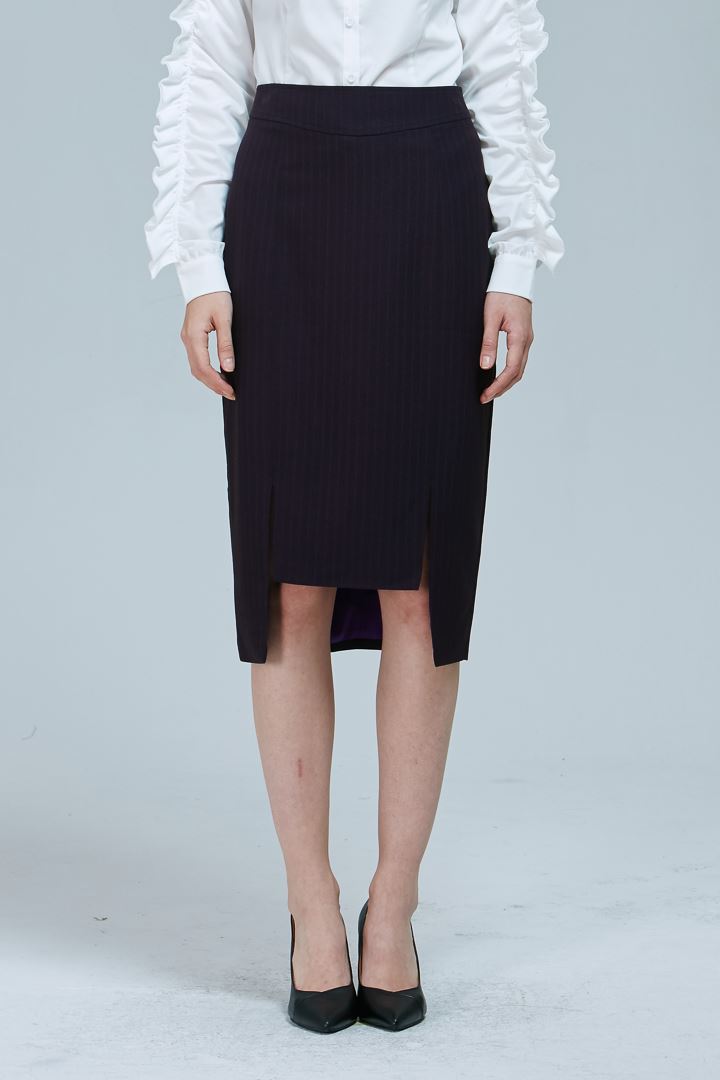 SST&C Women'S Dark Purple Design Slit Skirt | 7461809011  (Outlet)_4