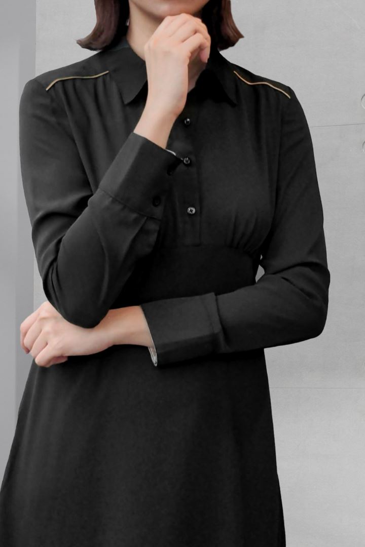 SST&C #Online Exclusive  Black Shirt Collar Dress | 8561812010  (Outlet)_1