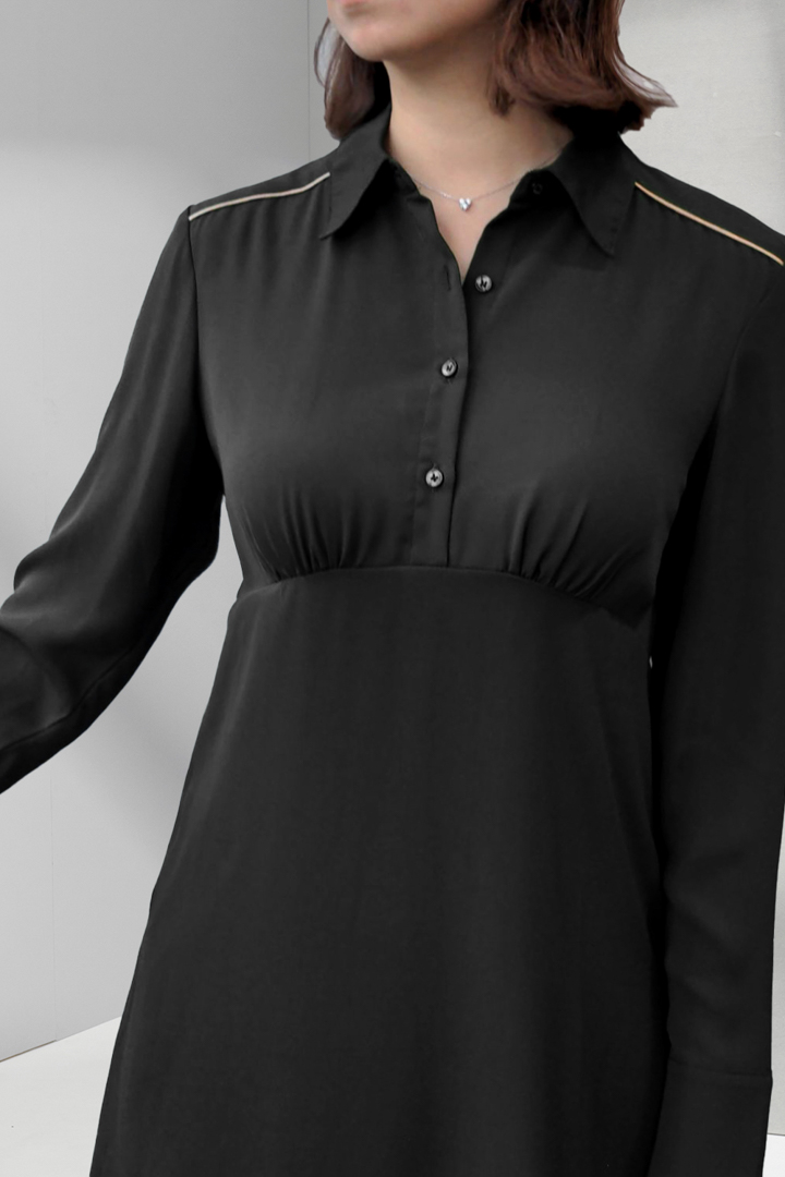 SST&C #Online Exclusive  Black Shirt Collar Dress | 8561812010  (Outlet)_3