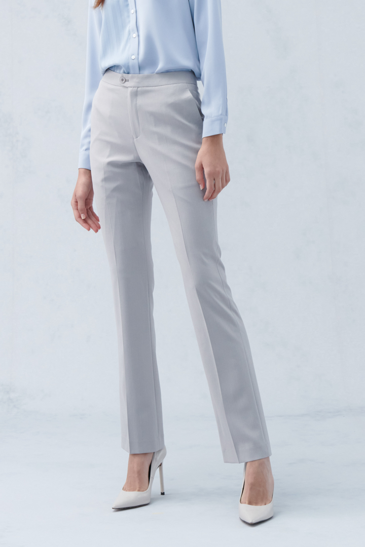 SST&C Women'S Light Gray Straight Trousers | 8262205004  (Outlet)_0