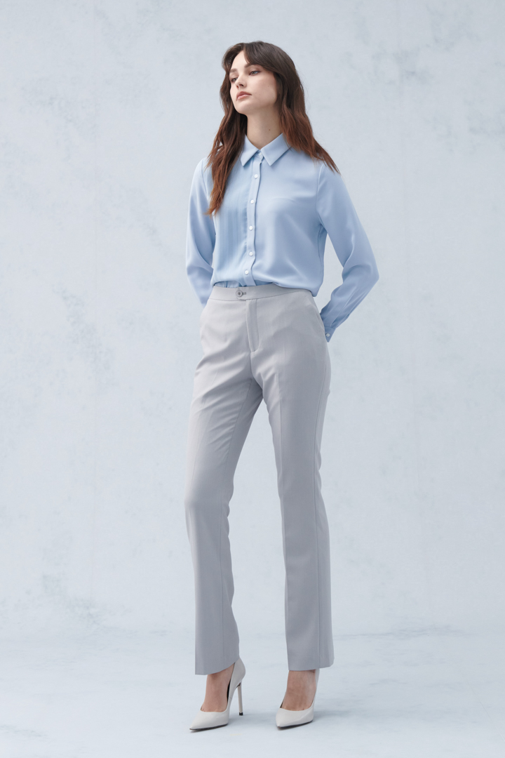 SST&C Women'S Light Gray Straight Trousers | 8262205004  (Outlet)_1