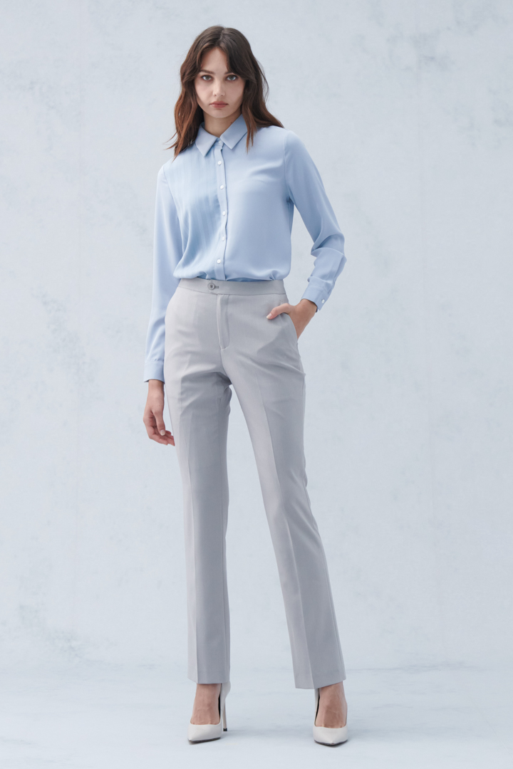 SST&C Women'S Light Gray Straight Trousers | 8262205004  (Outlet)_3