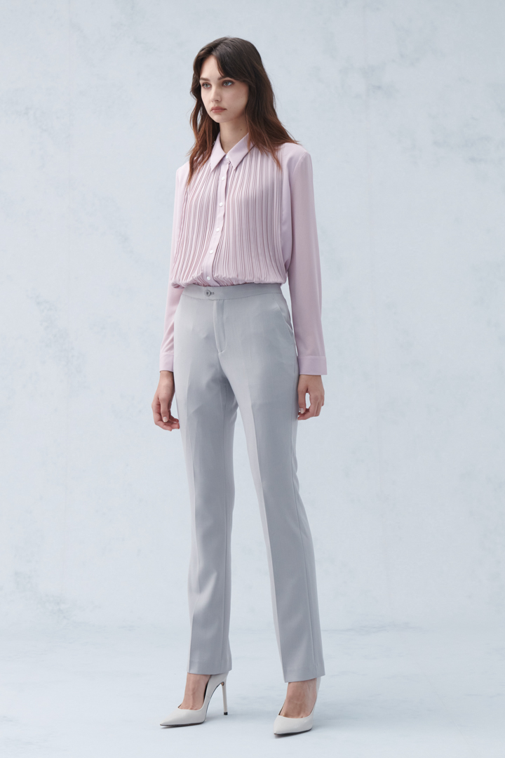 SST&C Women'S Light Gray Straight Trousers | 8262205004  (Outlet)_4