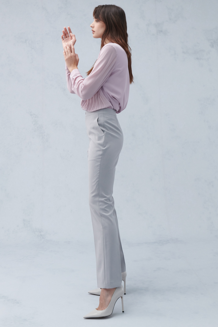 SST&C Women'S Light Gray Straight Trousers | 8262205004  (Outlet)_6