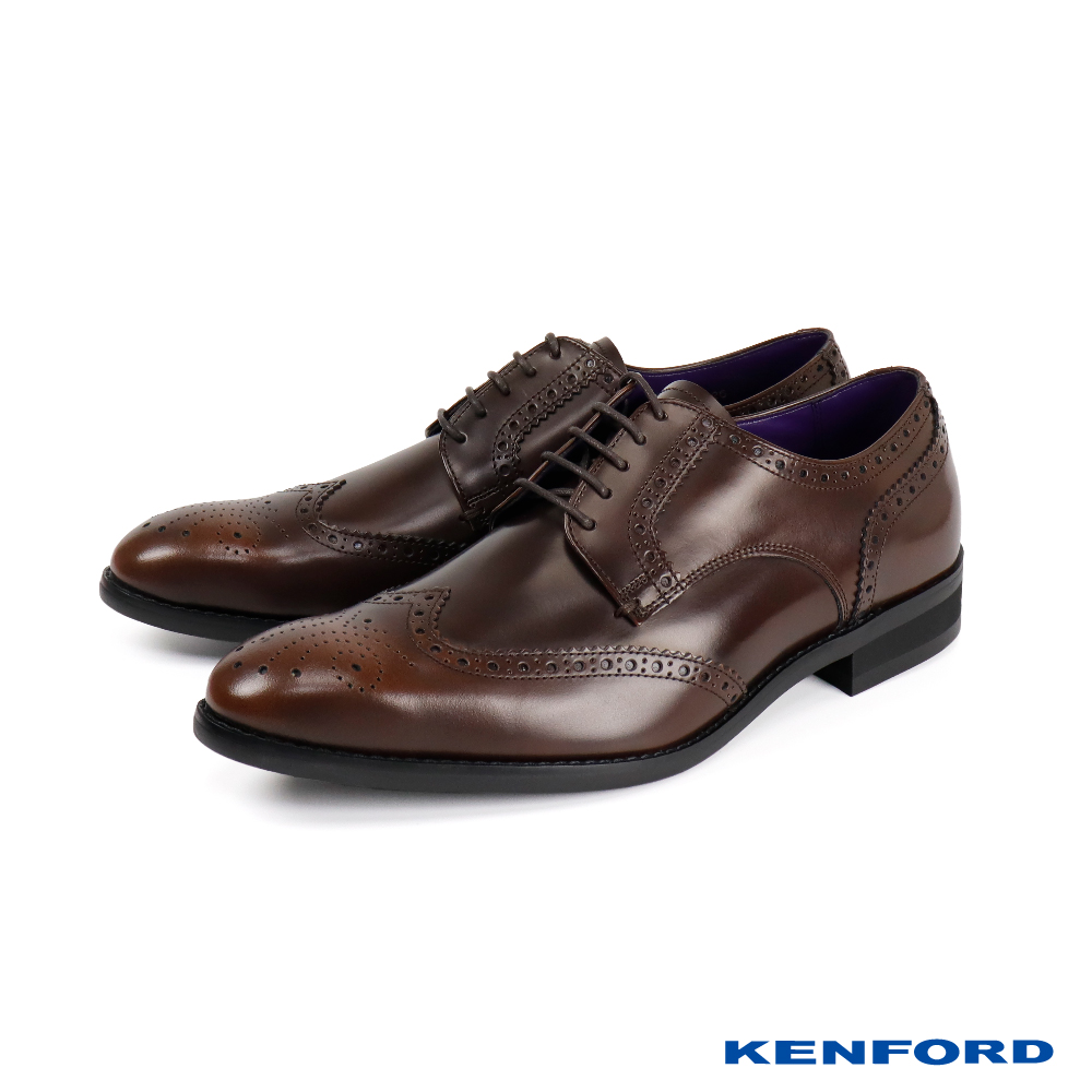 【KENFORD】日系時尚雕花翼紋德比鞋 深棕色(KP81-DBR)