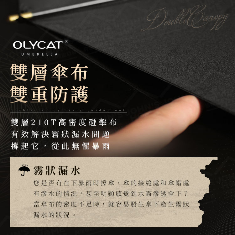 OLYCAT木柄雙層風暴傘 實木手柄 木柄大傘雙人傘 抗暴雨傘 超大雨傘 抗風商務直杆傘【BE0444】《約翰家庭百貨_5