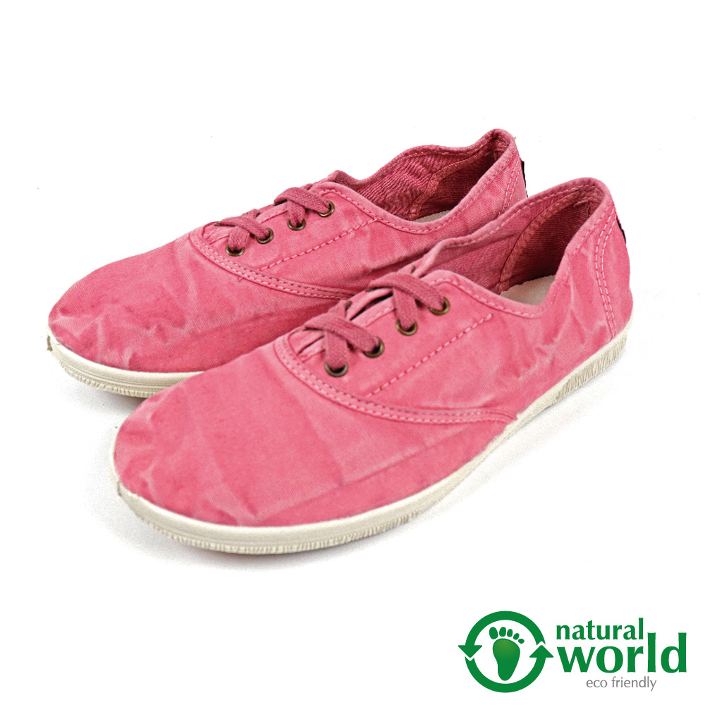 【Natural World】西班牙手工素色帆布休閒鞋 粉紅色(612E-PIN)