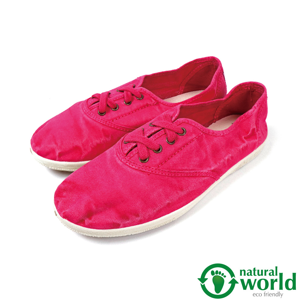 【Natural World】西班牙手工素色帆布休閒鞋 桃紅色(612E-ROS)