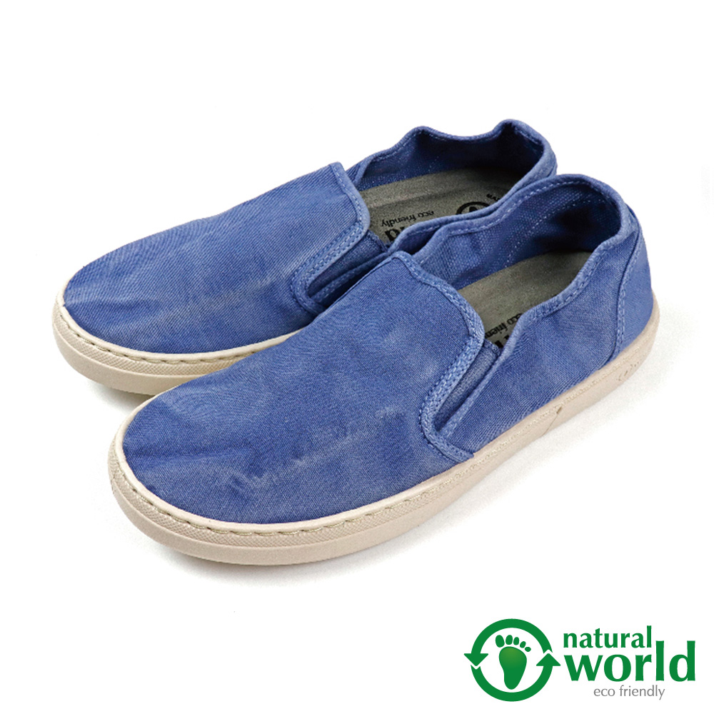【Natural World】手工帆布休閒懶人鞋 天藍色(6301E-LBU)