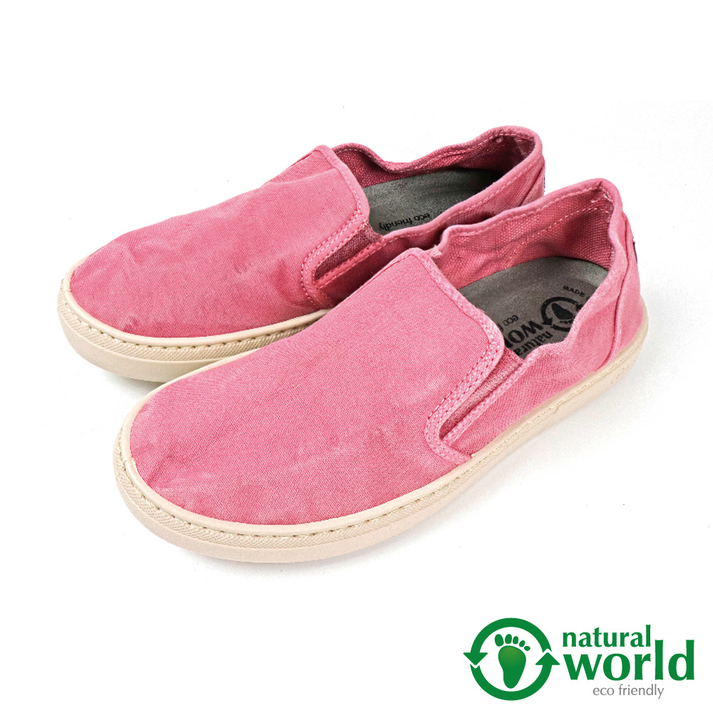 【Natural World】手工帆布休閒懶人鞋 粉紅色(6301E-PIN)
