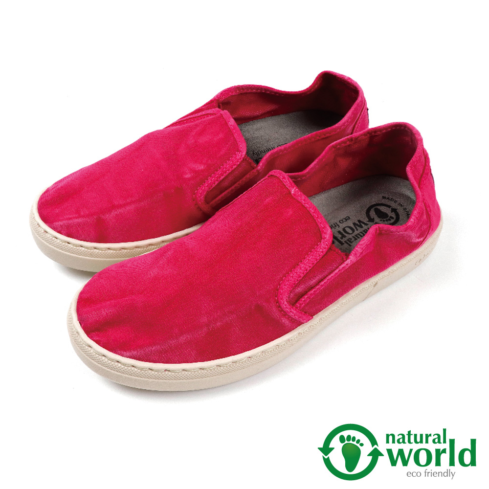 【Natural World】手工帆布休閒懶人鞋 桃紅色(6301E-ROS)