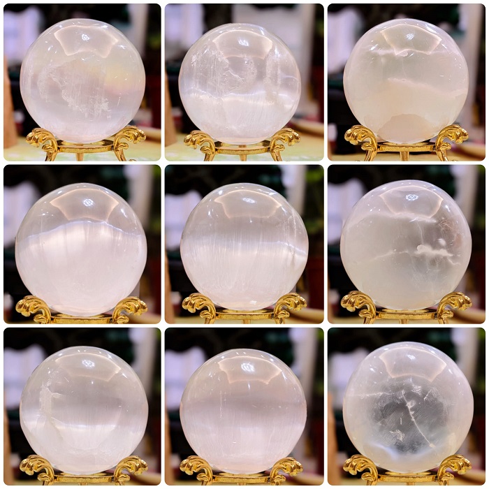 透石膏球(白/橘) 水晶球 透石膏 透石膏晶球 底座 球座 電訊寶石 冥想 療癒 洞察力 轉換工作 生命課題_4