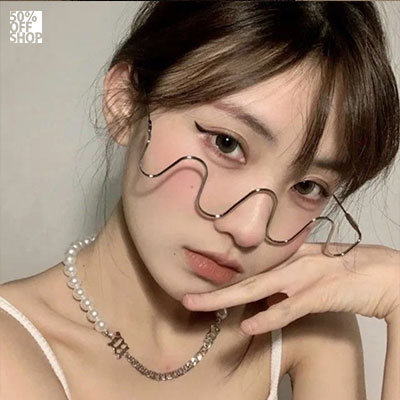 高級感ins歐美感無片眼鏡框裝飾眼鏡架_0
