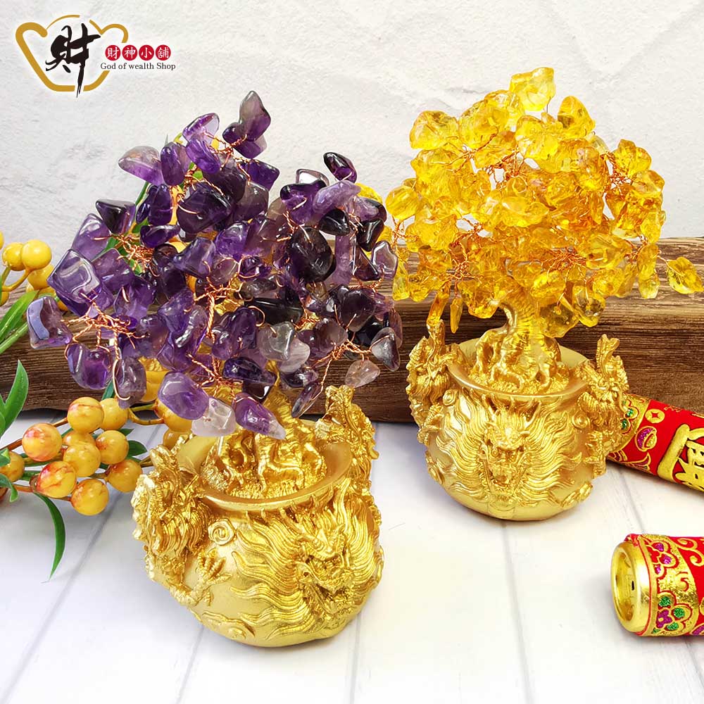 祥龍聚寶-水晶發財樹(兩款任選)《含開光》【財神小舖】家有招財樹，財源滾滾來_2