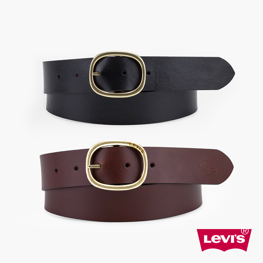 Levis 女款 雙面用真皮皮帶 / 簡約圓矩形釦頭 / 質感壓紋 人氣新品
