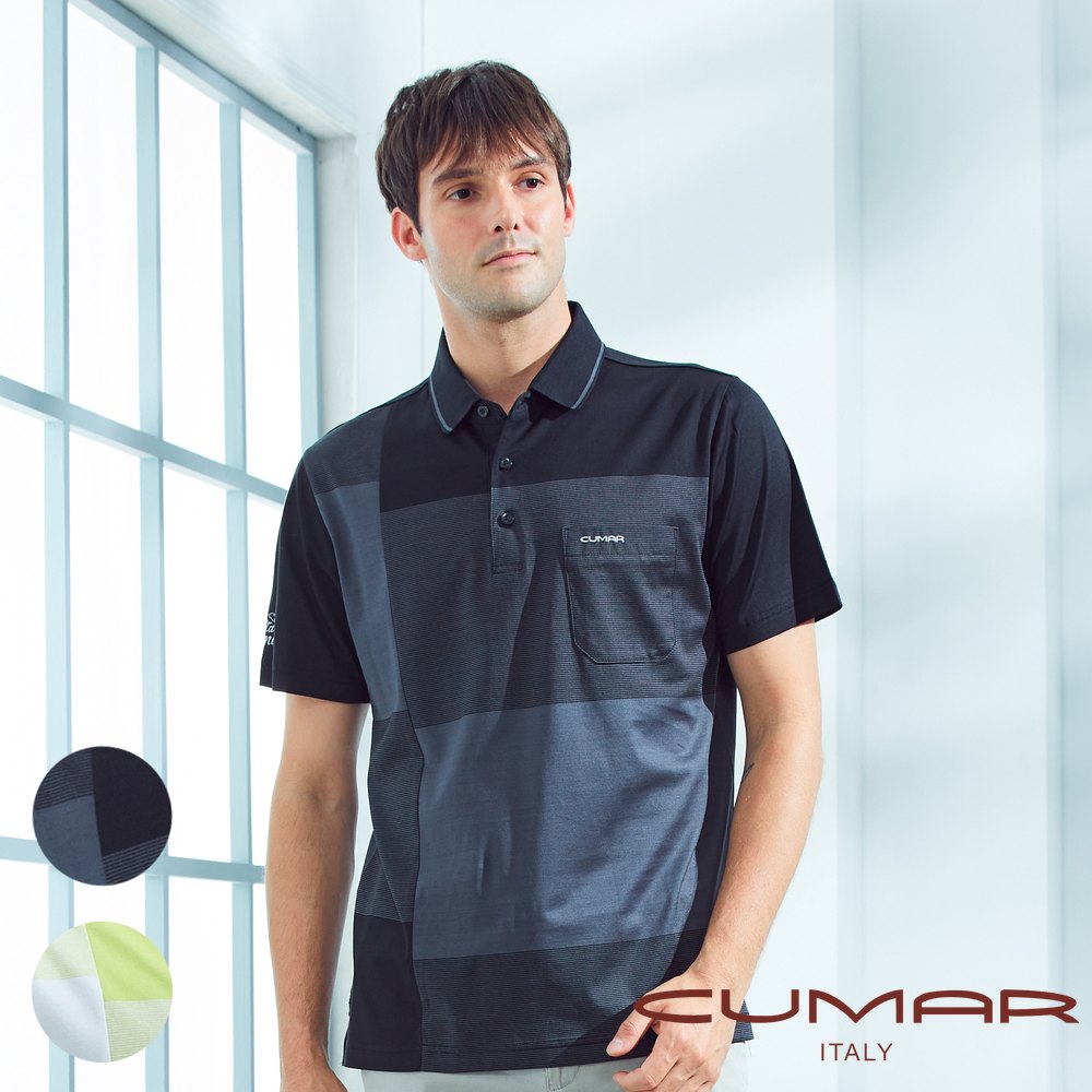 CUMAR 男裝短袖雙絲光棉緹花POLO衫/ 228203