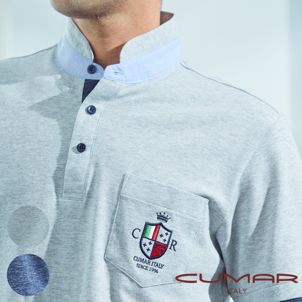 CUMAR 男裝短袖小立領素色POLO衫 / 228222