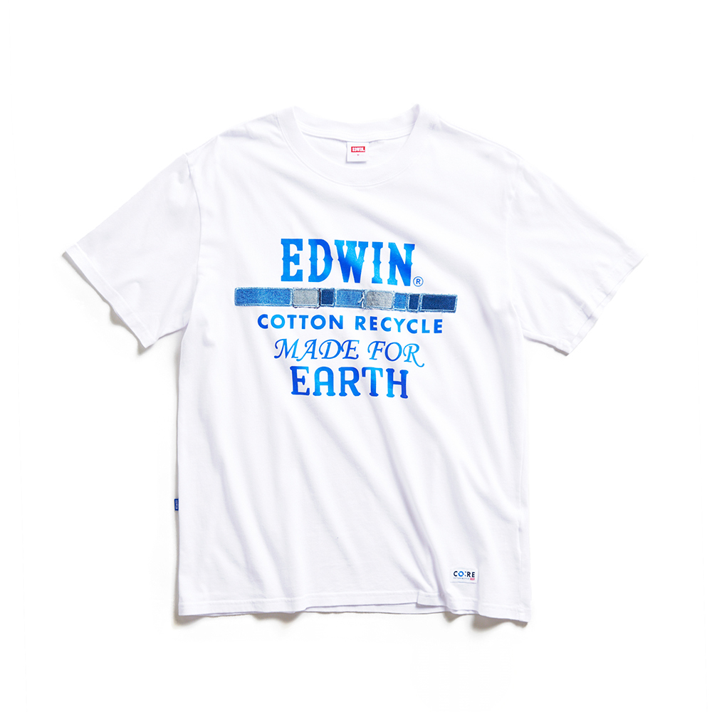 EDWIN｜CORE｜男裝｜環保再生丹寧拼貼標語短袖T恤