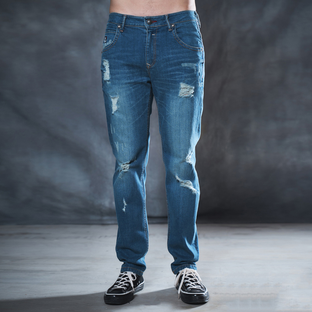 5th STREET｜男裝｜美式刷破直筒褲｜中古藍
