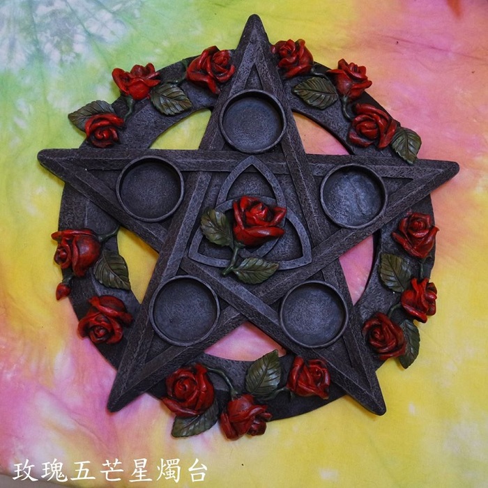 【惜福款】玫瑰五芒星燭台C&D　魔法儀式神祕學_0