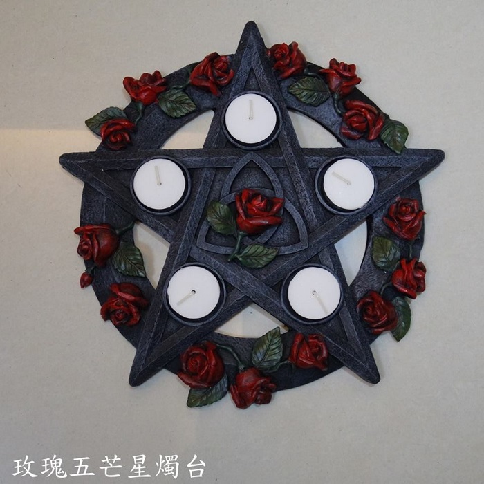 【惜福款】玫瑰五芒星燭台C&D　魔法儀式神祕學_2