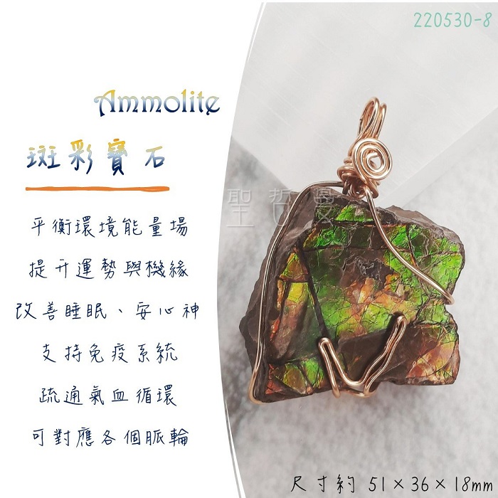 斑彩寶石銅鍍14K金墜220530-8號~加拿大國寶石 斑彩螺 搬財螺 項鍊 墜子 編織墜 寶石墜 幸運 富足_1
