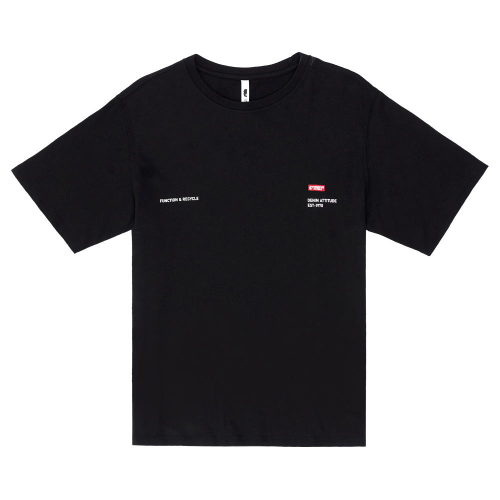 5th STREET｜男裝｜LOGO繡花短T恤｜黑色