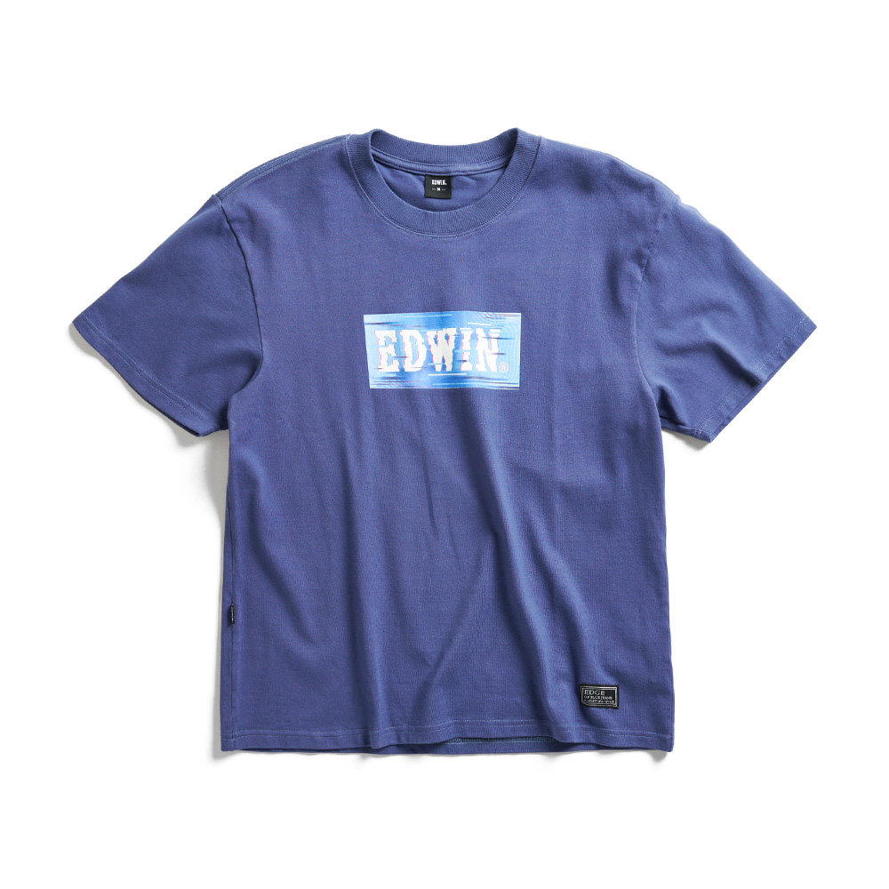 EDWIN｜EDGE｜男裝｜藍色電光印花寬版短袖T恤