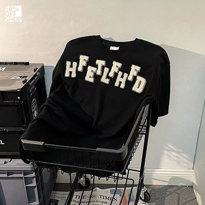 復古愛心刺繡圓領短袖T恤_0