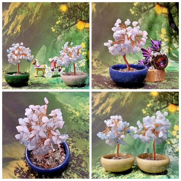 水晶寶石樹(綠橄欖石/海水藍寶/彩虹螢石) ~豐盛富裕/流通溝通愛/防輻射好心情頭腦清明 居家風水擺飾/擺件_4