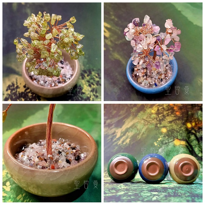 水晶寶石樹(綠橄欖石/海水藍寶/彩虹螢石) ~豐盛富裕/流通溝通愛/防輻射好心情頭腦清明 居家風水擺飾/擺件_7