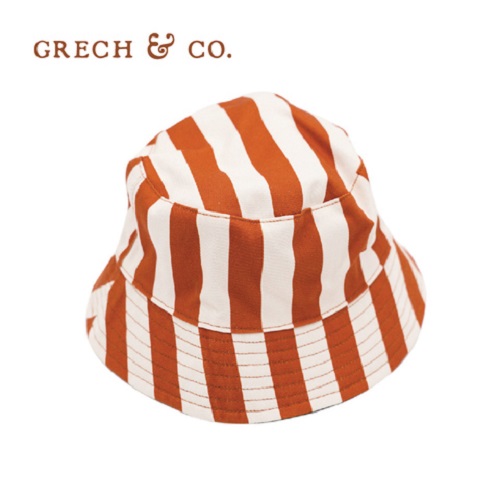 Grech&Co. 有機棉雙色漁夫帽 白棕條紋_0