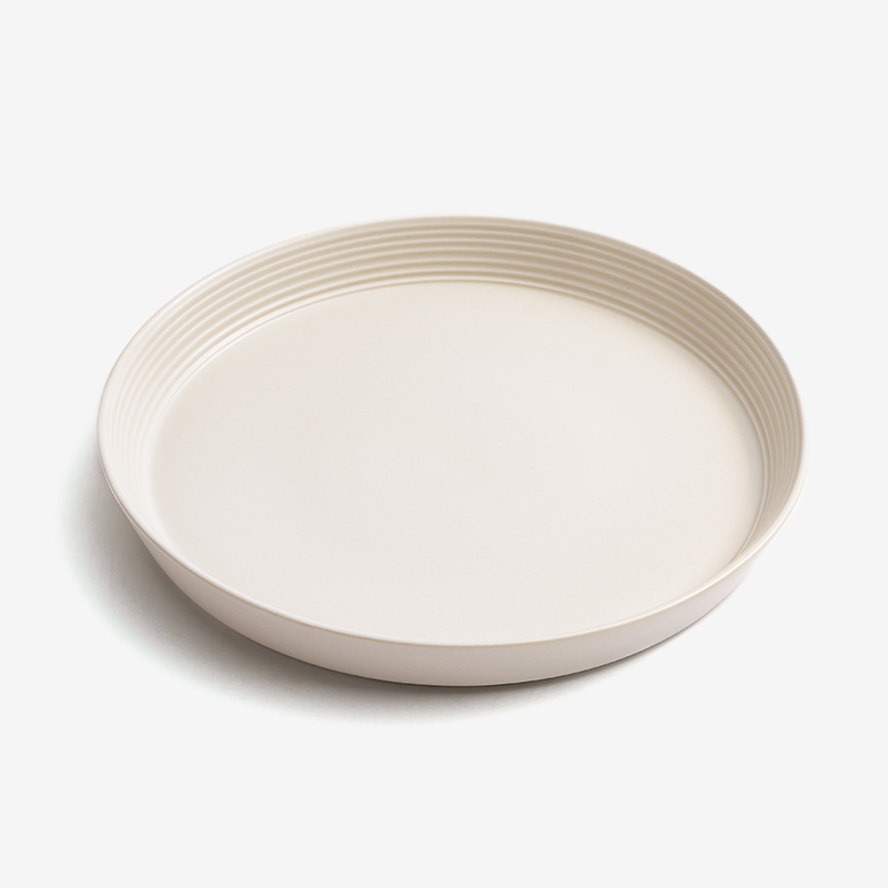 WAGA 簡約條紋 24.5cm 陶瓷淺盤｜奶油白｜單品_0