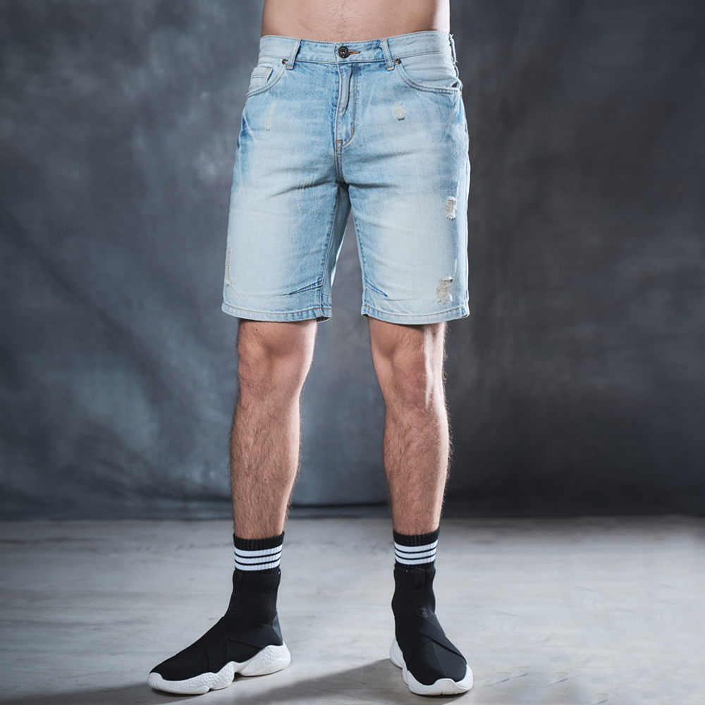 5th STREET｜男裝｜牛仔短褲｜拔淺藍