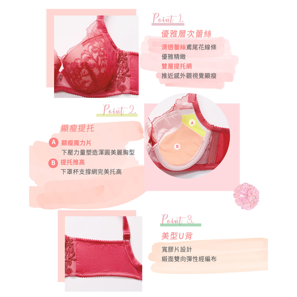 莎薇-魔力推推 B-F罩杯內衣(香榭紅) 顯瘦魔力-完美胸型-AB4537RJ_5