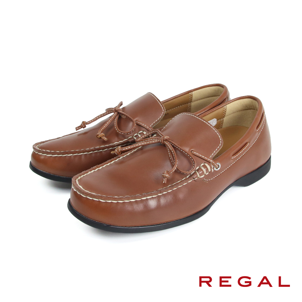 【REGAL】文青簡約質感綁帶帆船鞋 棕色(JZ06-BR)