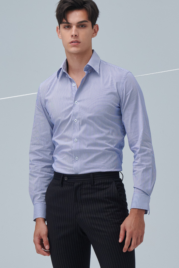 SST&C #彈性合身 藍白條紋修身版襯衫 | 0312209006 (outlet)_1