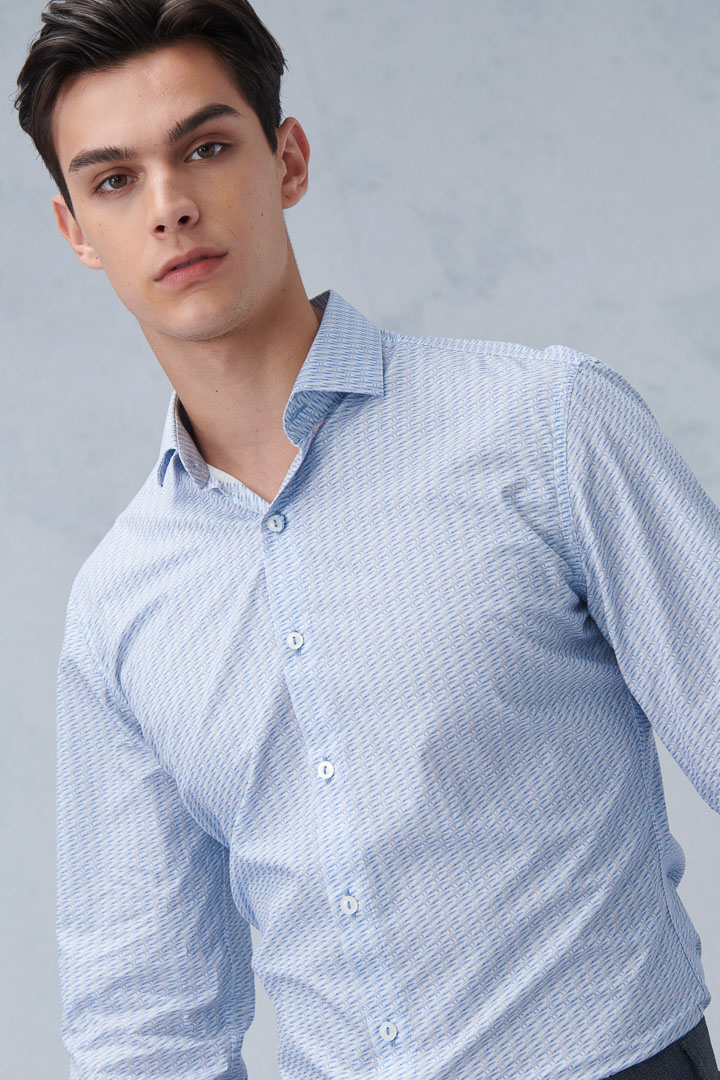 SST&C #Comfortable Cotton  Sailboat Print Light Blue Standard Shirt | 0312209007  (Outlet)_1