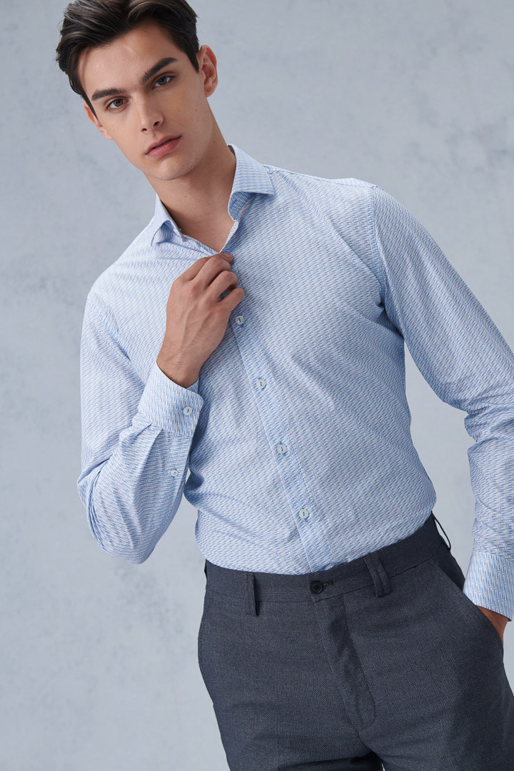 SST&C #Comfortable Cotton  Sailboat Print Light Blue Standard Shirt | 0312209007  (Outlet)_2