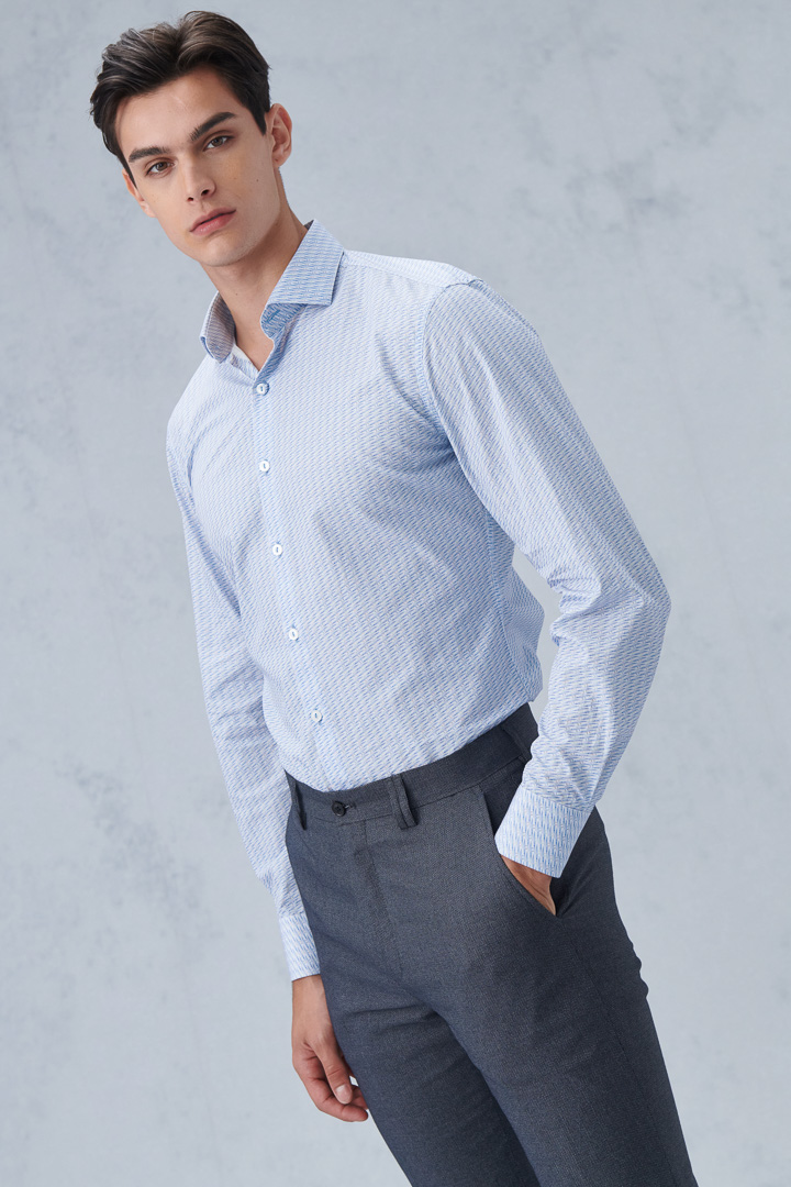 SST&C #Comfortable Cotton  Sailboat Print Light Blue Standard Shirt | 0312209007  (Outlet)_3