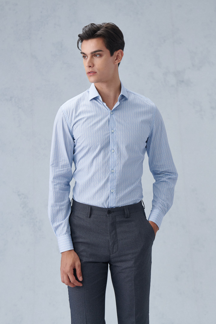 SST&C #Comfortable Cotton  Sailboat Print Light Blue Standard Shirt | 0312209007  (Outlet)_4