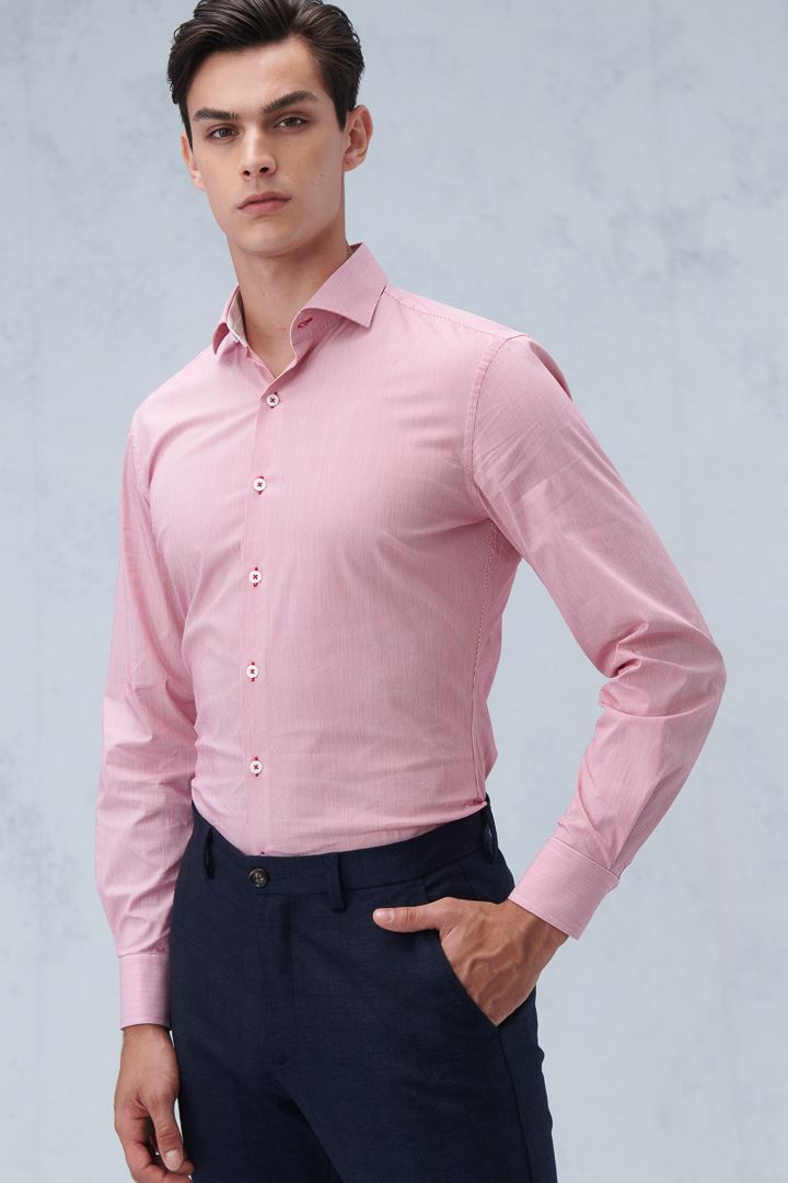 SST&C #Elastic Fit  Red and White Striped Pattern Standard Fit Shirt | 0312209009  (Outlet)_1