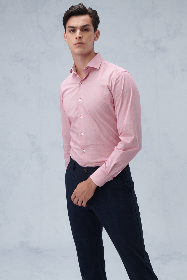 SST&C #Elastic Fit  Red and White Striped Pattern Standard Fit Shirt | 0312209009  (Outlet)_2