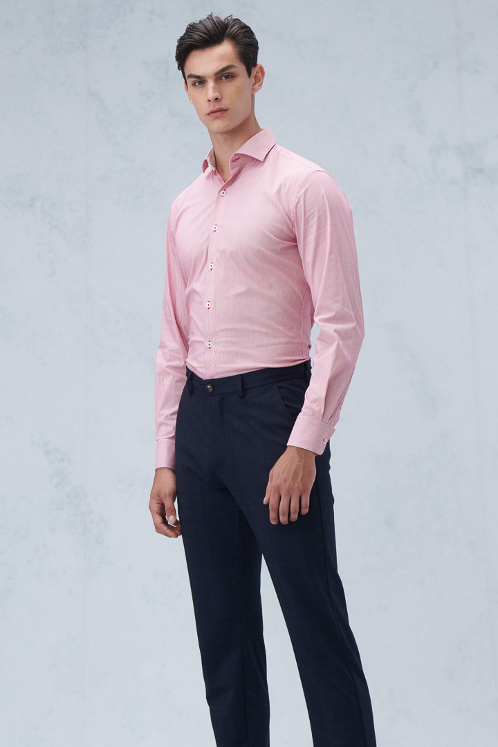 SST&C #Elastic Fit  Red and White Striped Pattern Standard Fit Shirt | 0312209009  (Outlet)_3